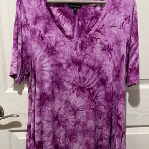 Purple Tie-Dye V-Neck Top